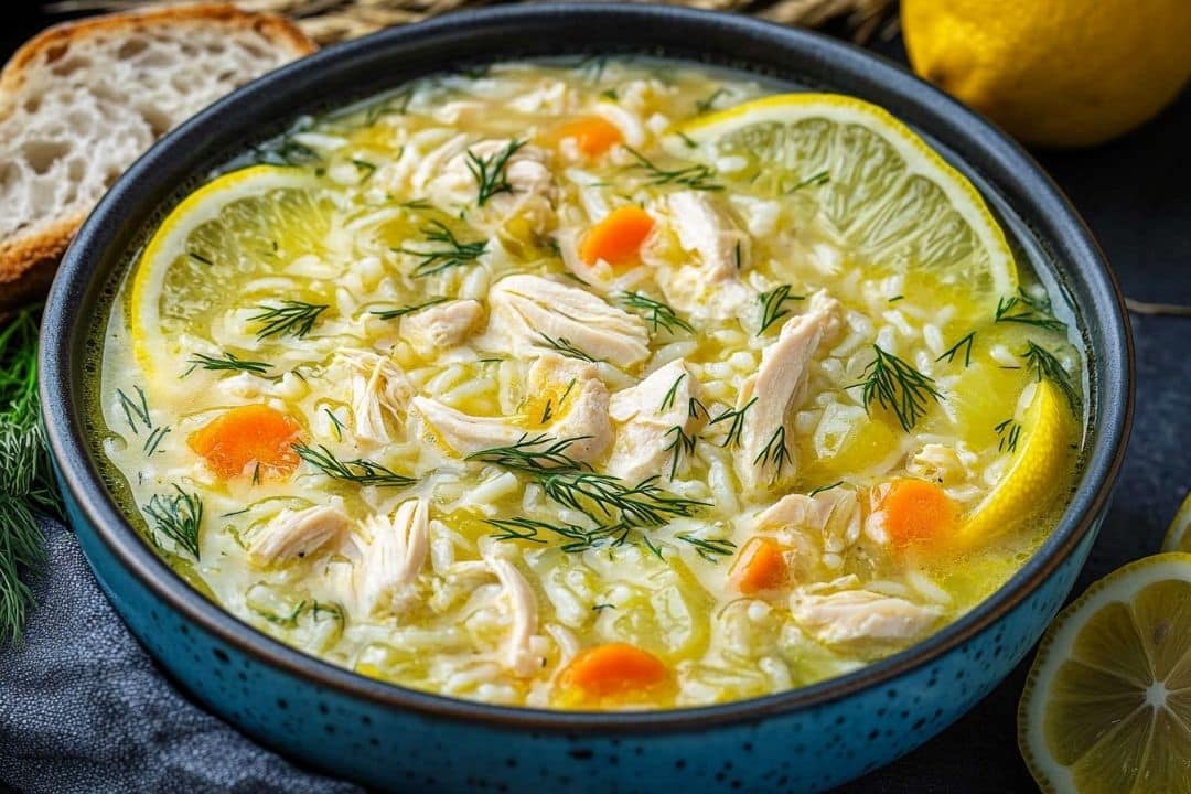 This traditional Greek lemon chicken soup, Avgolemono, is a comforting and tangy dish perfect for any time of the year. The creamy texture combined with the fresh flavors of lemon and dill makes it a hearty meal that is both light and flavorful.