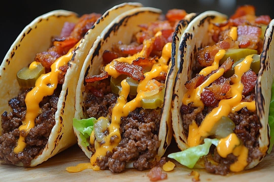 If you're looking to combine the best of both worlds—tacos and cheeseburgers—then these Loaded Bacon Cheeseburger Tacos are your new favorite recipe. Packed with seasoned ground beef, crispy bacon, and all your favorite burger toppings, these tacos offer a fun, easy-to-make meal that everyone will love. Plus, they come together in just 20 minutes, making them perfect for a quick weeknight dinner or a casual get-together.