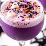 This Witch's Brew Punch recipe is a fun and spooky Halloween drink made with grape soda, lemonade, and rainbow sherbet. Perfect for parties, it's colorful, fizzy, and easy to make!